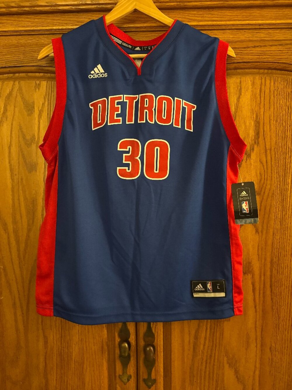 adidas X NBA Detroit #30 Blue and Red Basketball Jersey